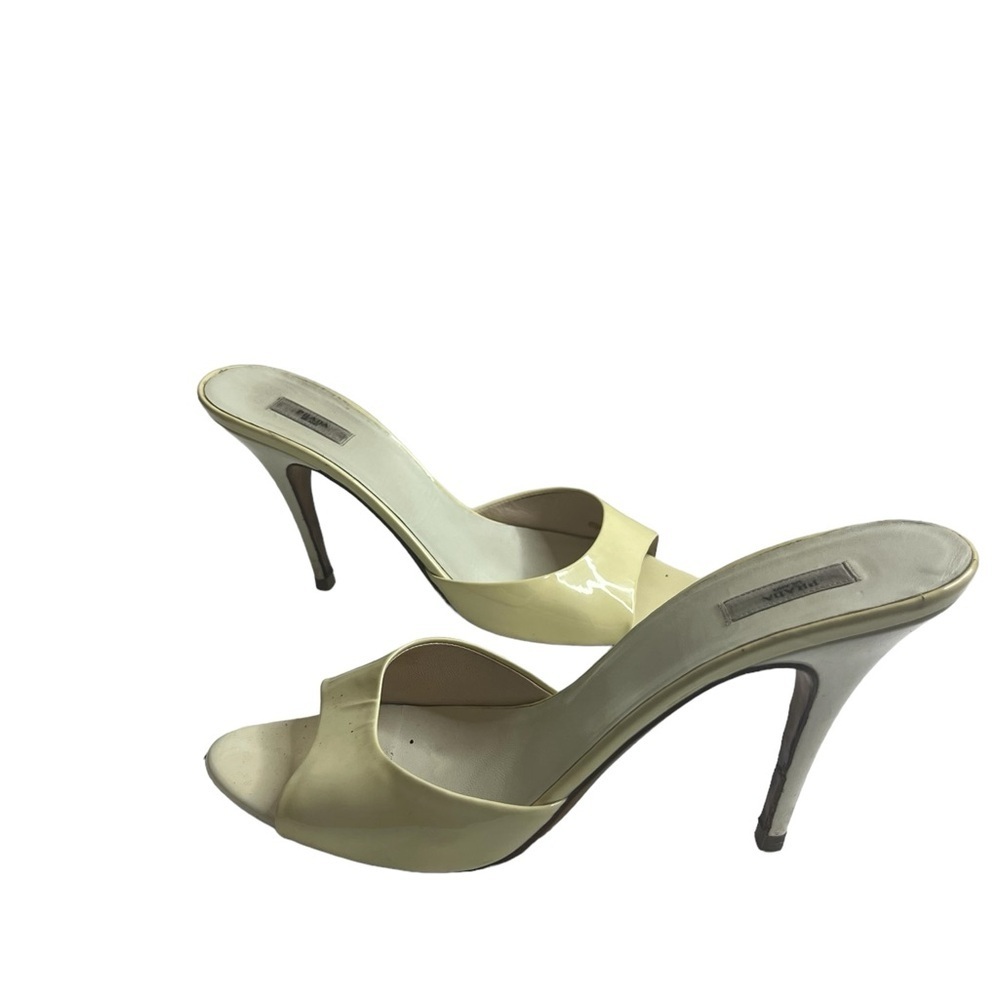 PRADA Patent Leather Peep Toe Heel Off-White 38.5 - Picture 15 of 15